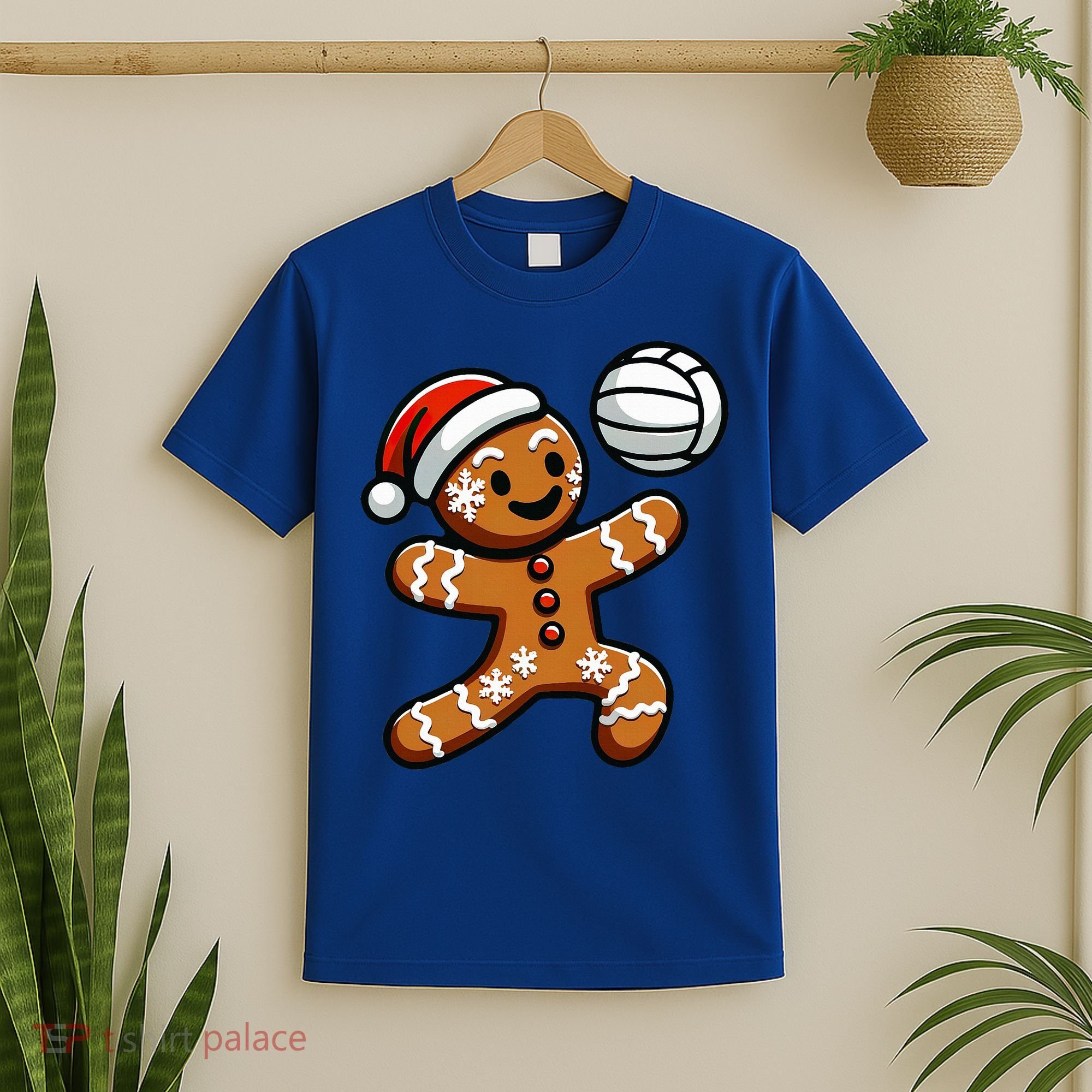 Cute Gingerbread Man Volleyball Christmas  T-Shirt