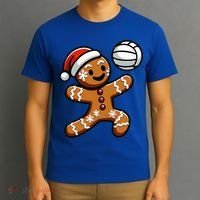 Cute Gingerbread Man Volleyball Christmas  T-Shirt thumb 3