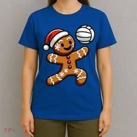 Cute Gingerbread Man Volleyball Christmas  T-Shirt thumb 4