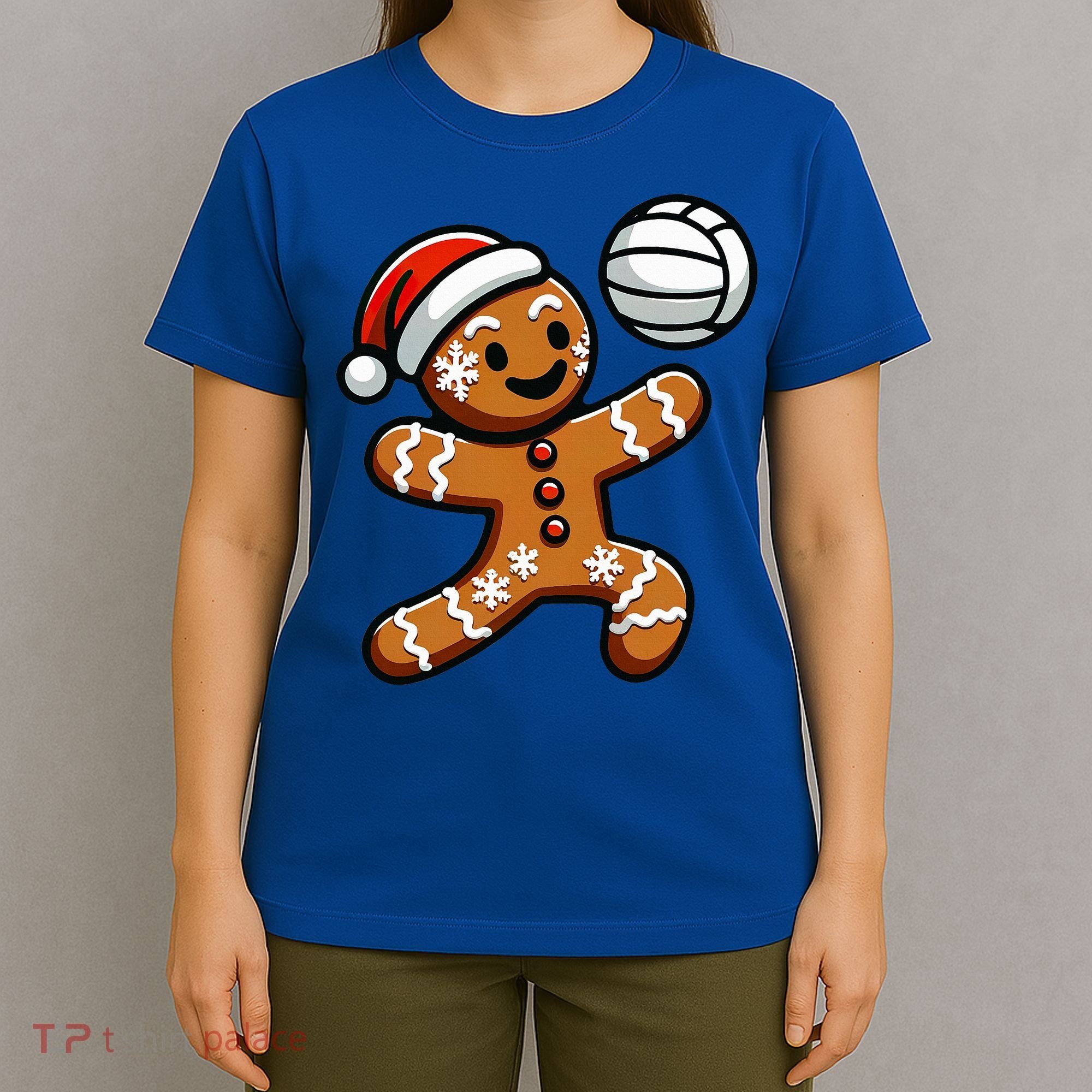 Cute Gingerbread Man Volleyball Christmas  T-Shirt