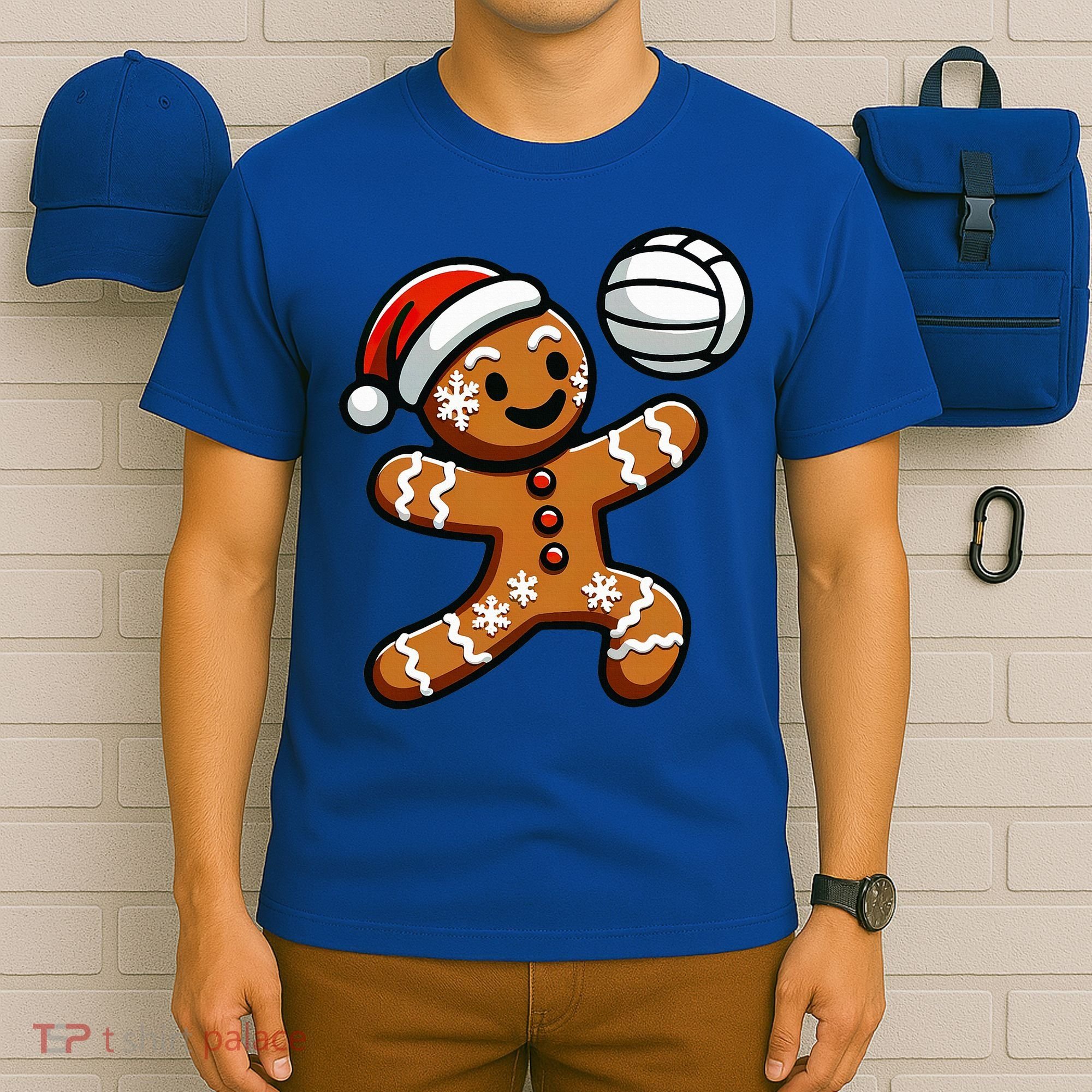Cute Gingerbread Man Volleyball Christmas  T-Shirt