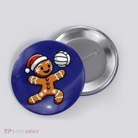 Cute Gingerbread Man Volleyball Christmas  Button thumb 0
