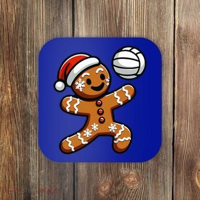 Cute Gingerbread Man Volleyball Christmas  Coaster