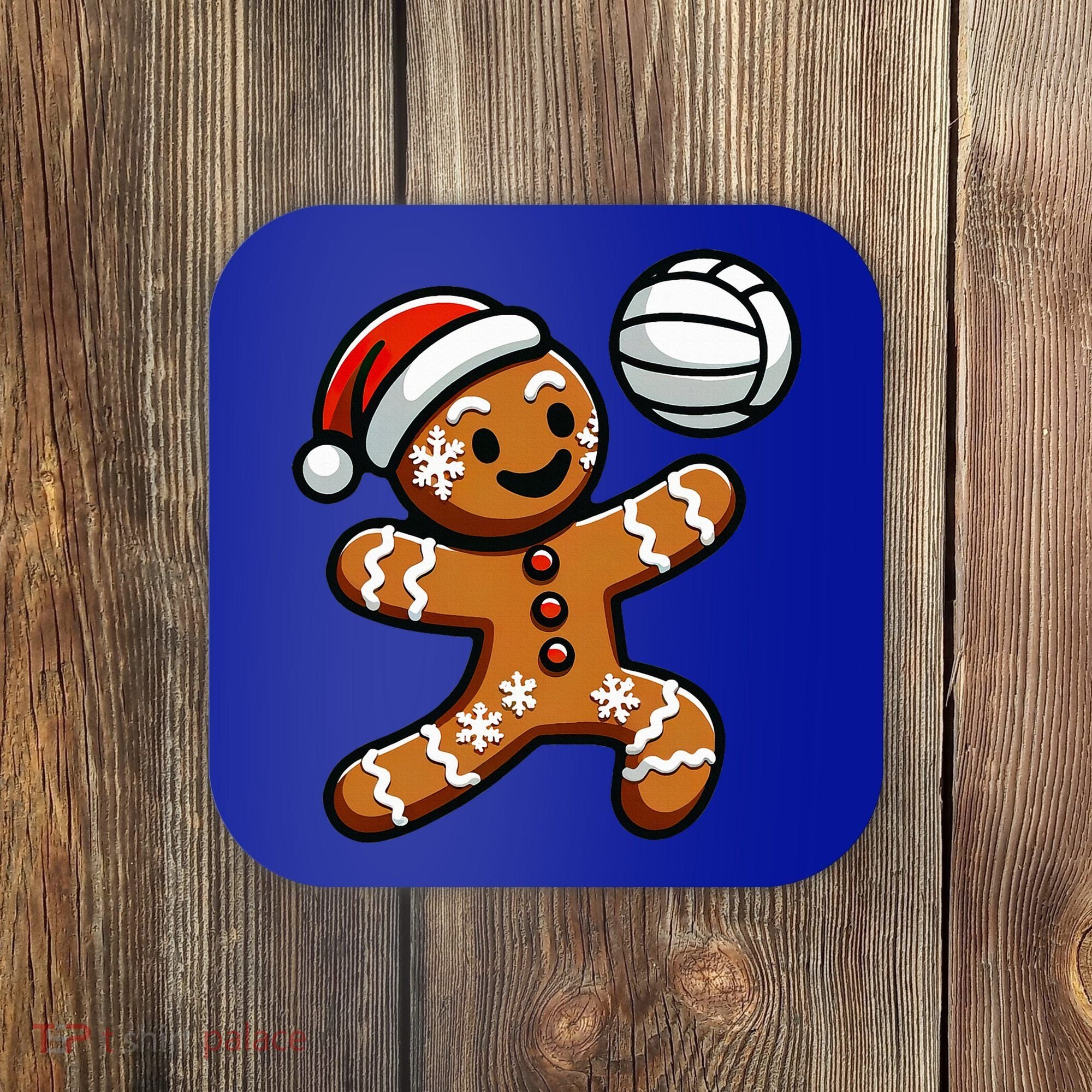 Cute Gingerbread Man Volleyball Christmas  Coaster