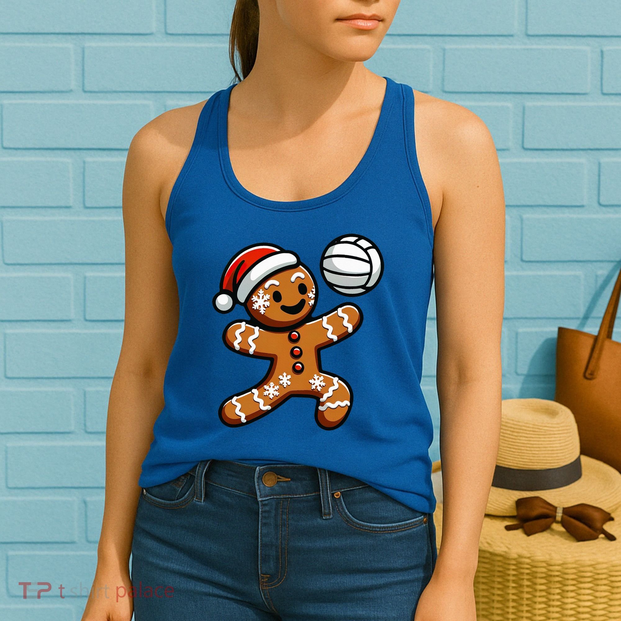 Cute Gingerbread Man Volleyball Christmas  Women's Tank Top