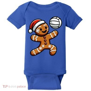 Cute Gingerbread Man Volleyball Christmas  Baby Bodysuit