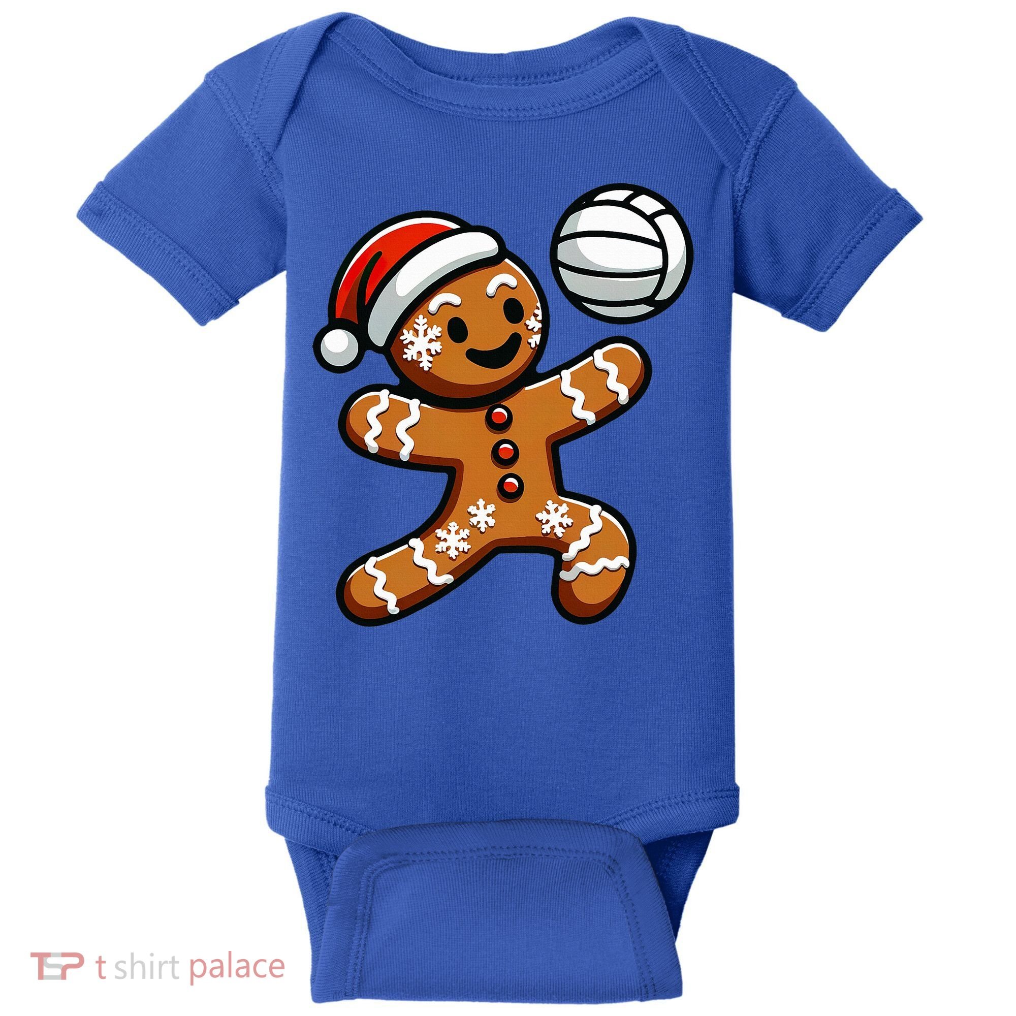 Cute Gingerbread Man Volleyball Christmas  Baby Bodysuit