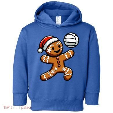 Cute Gingerbread Man Volleyball Christmas  Toddler Hoodie