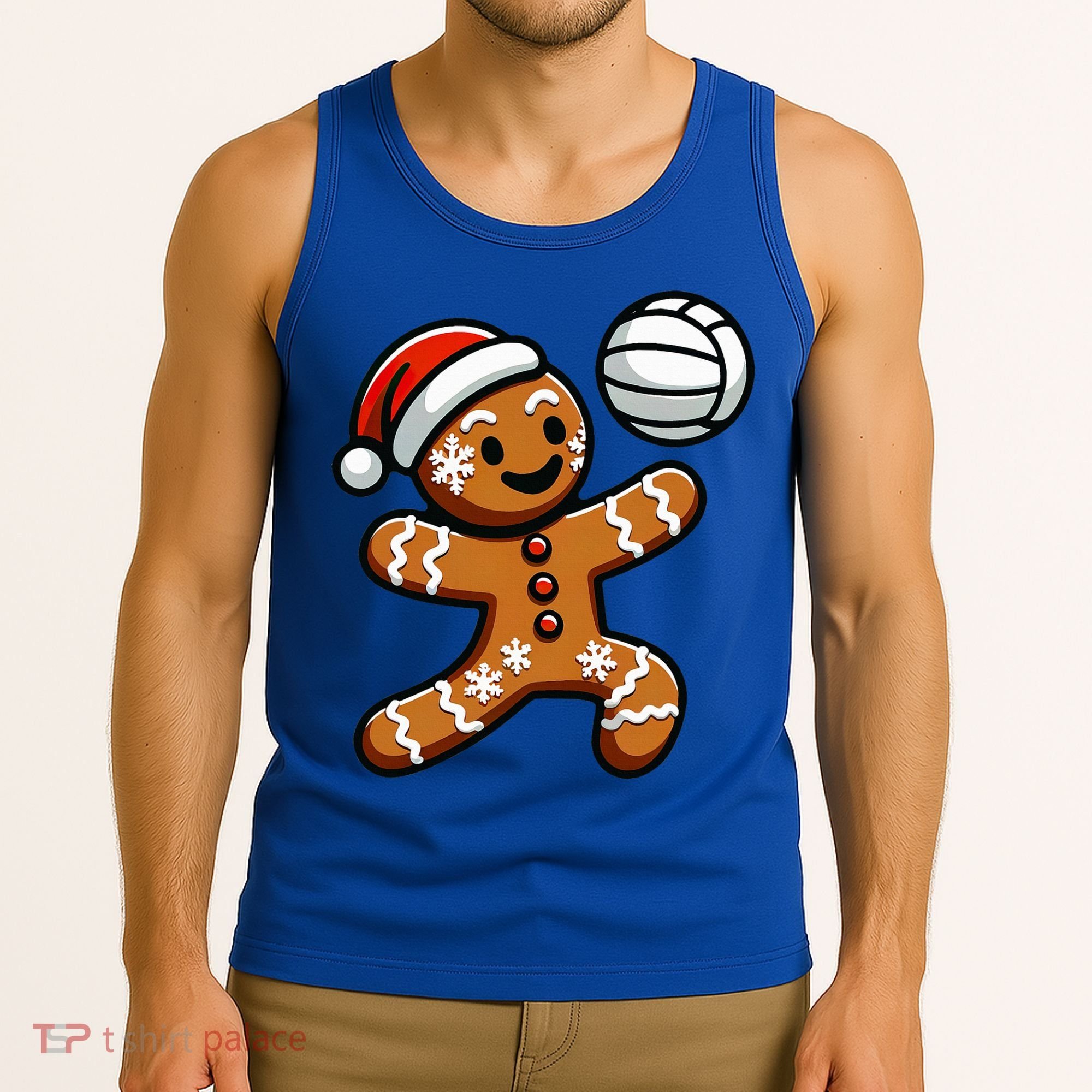 Cute Gingerbread Man Volleyball Christmas  Tank Top