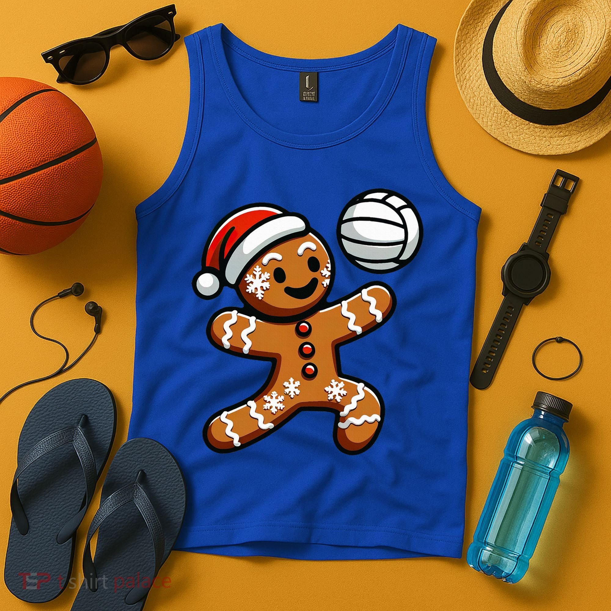 Cute Gingerbread Man Volleyball Christmas  Tank Top