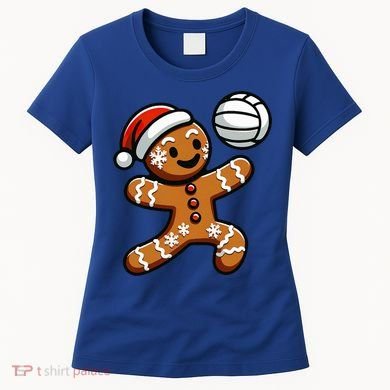 Cute Gingerbread Man Volleyball Christmas  Women's T-Shirt