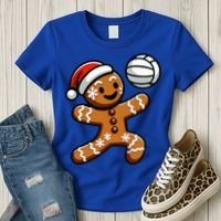 Cute Gingerbread Man Volleyball Christmas  Women's T-Shirt thumb 3