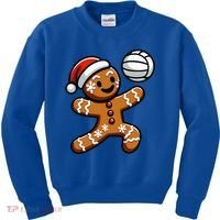 Cute Gingerbread Man Volleyball Christmas  Kids Sweatshirt thumb 0