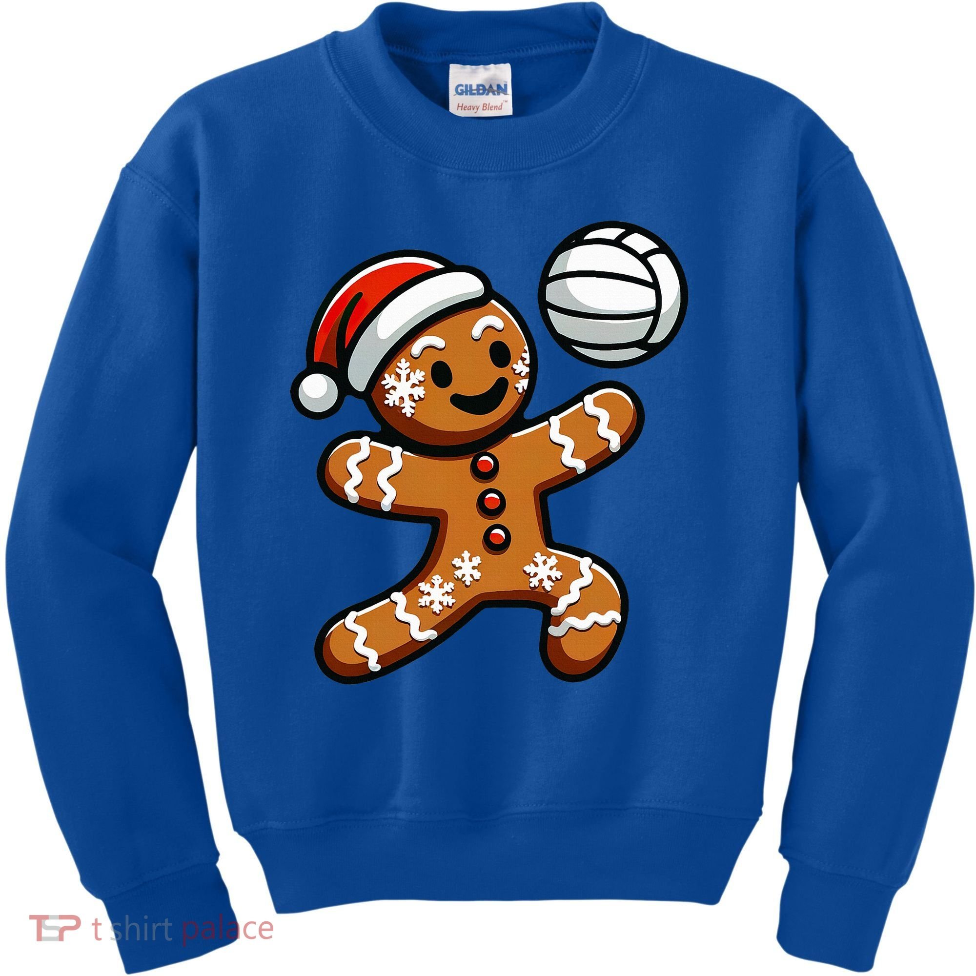 Cute Gingerbread Man Volleyball Christmas  Kids Sweatshirt