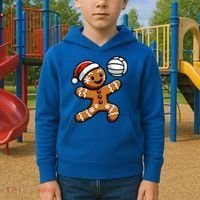 Cute Gingerbread Man Volleyball Christmas  Kids Hoodie thumb 2