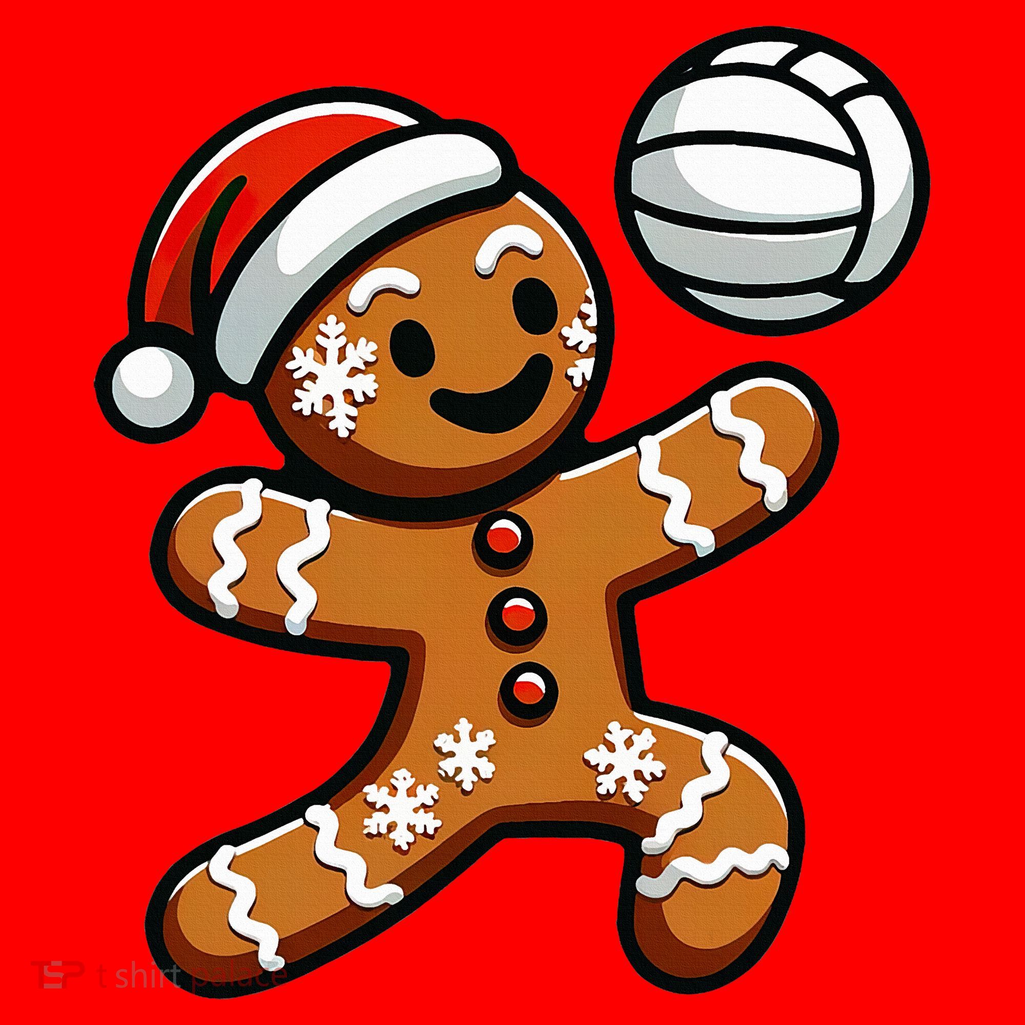 Cute Gingerbread Man Volleyball Christmas  Santa Hat