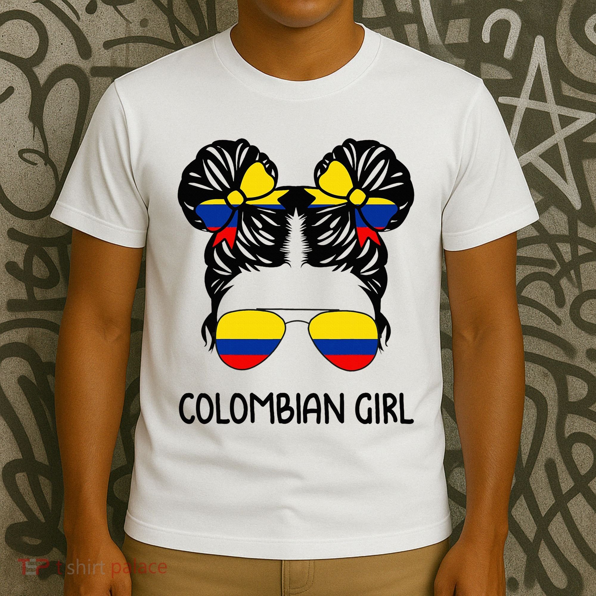 Colombian Girl Messy Hair Patriotic Colombia Pride T-Shirt