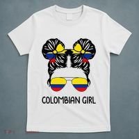 Colombian Girl Messy Hair Patriotic Colombia Pride T-Shirt thumb 5