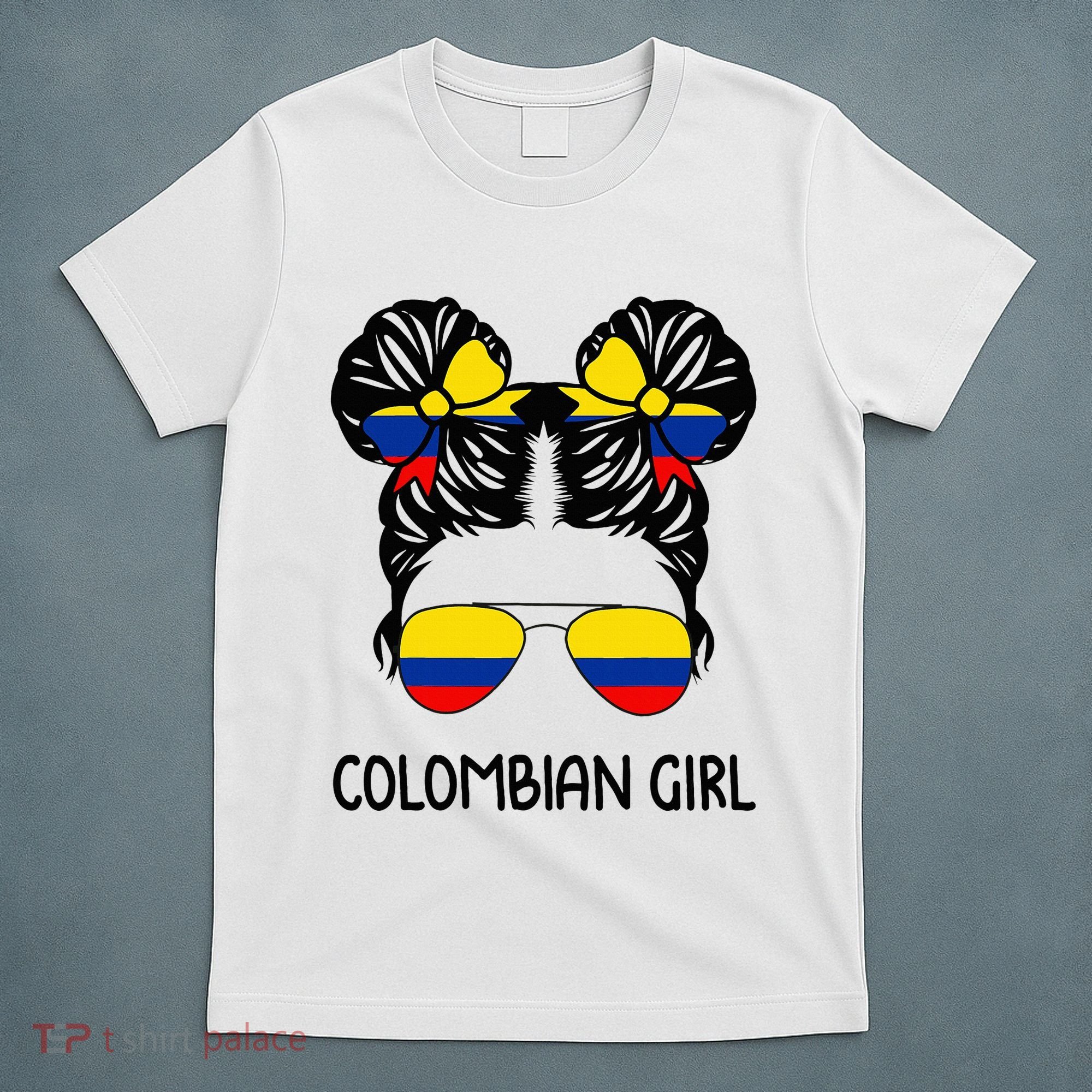 Colombian Girl Messy Hair Patriotic Colombia Pride T-Shirt