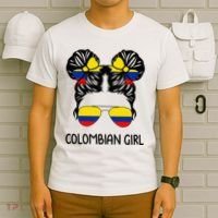 Colombian Girl Messy Hair Patriotic Colombia Pride T-Shirt thumb 6