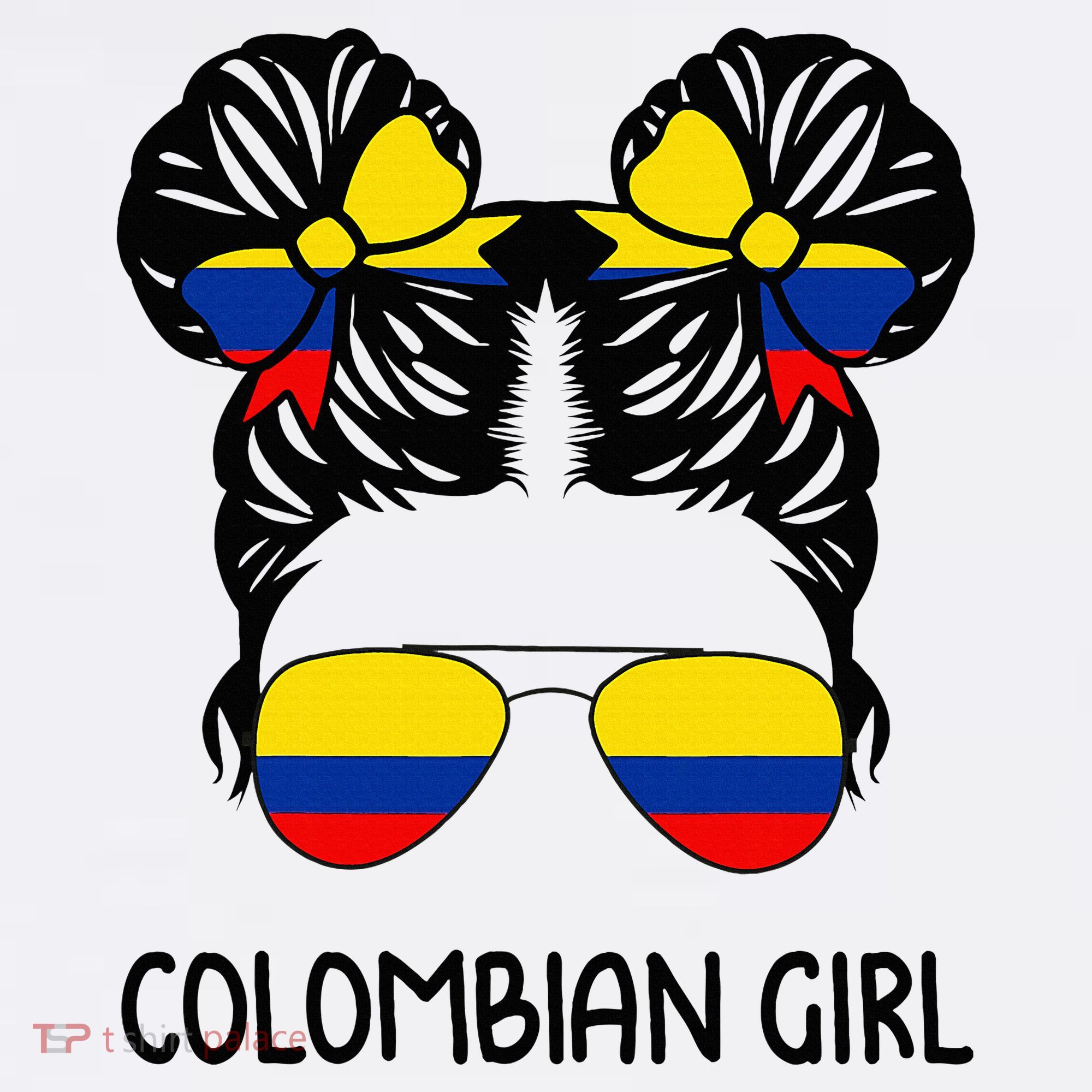 Colombian Girl Messy Hair Patriotic Colombia Pride T-Shirt