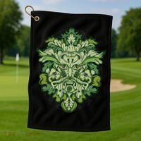 Celtic Green Man Pagan Irish Scottish Mythology God Golf Towel thumb 1