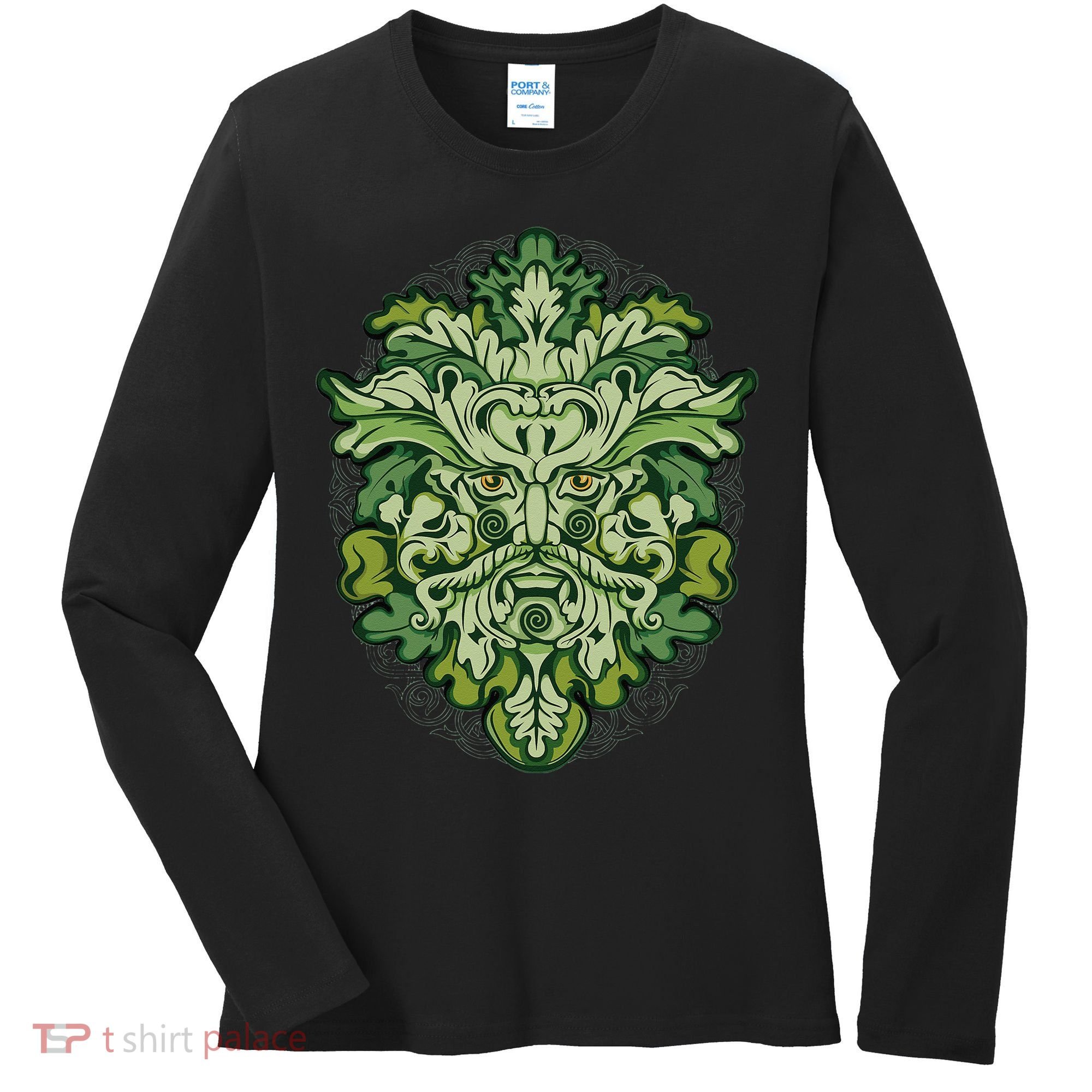 Celtic Green Man Pagan Irish Scottish Mythology God Women's Long Sleeve Shirt