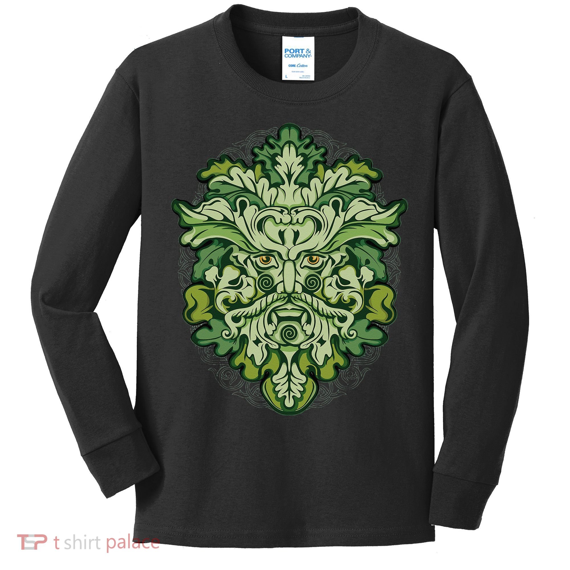 Celtic Green Man Pagan Irish Scottish Mythology God Kids Long Sleeve Shirt