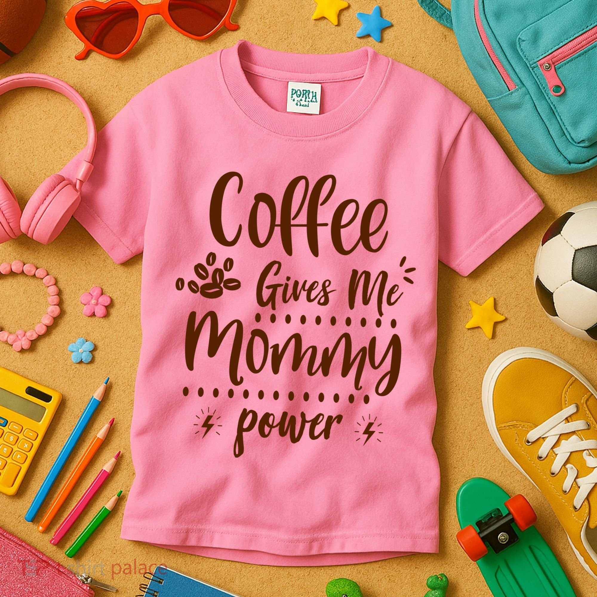 Coffee Gives Me Mommy Power Kids T-Shirt