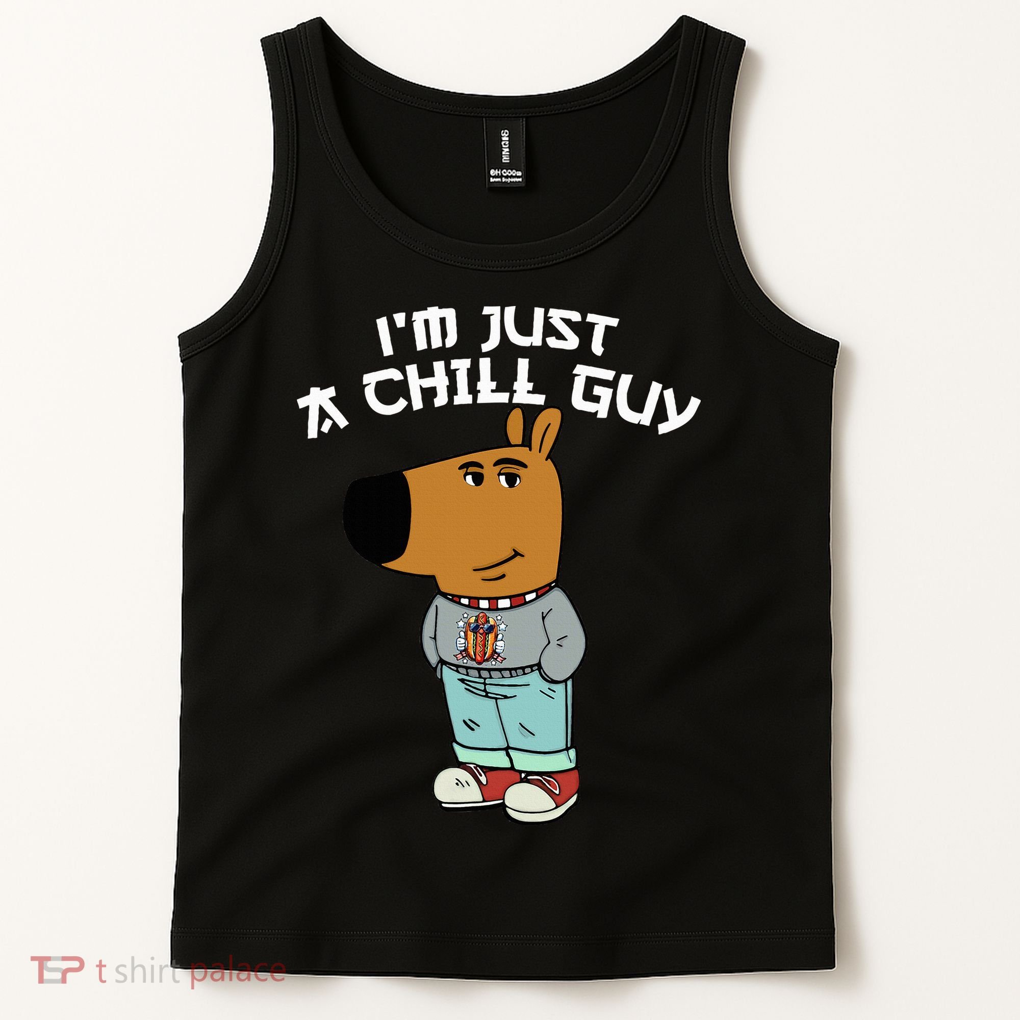 Chill Guy Meme Character Funny IM Just A Chill Guy Dog Tank Top