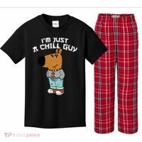 Chill Guy Meme Character Funny IM Just A Chill Guy Dog Kids Plaid Pajama Set thumb 0