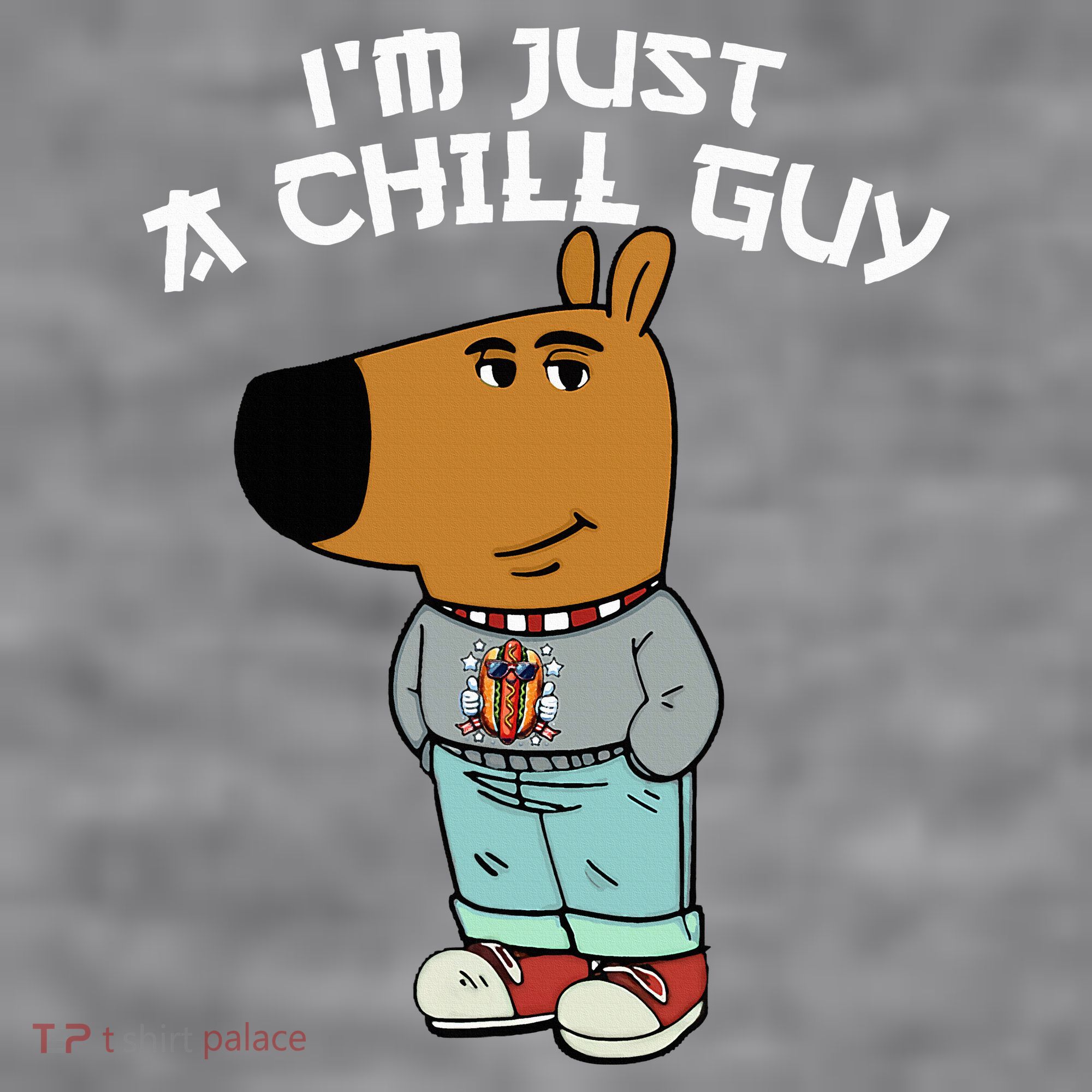 Chill Guy Meme Character Funny IM Just A Chill Guy Dog Women's Racerback Cropped Tank