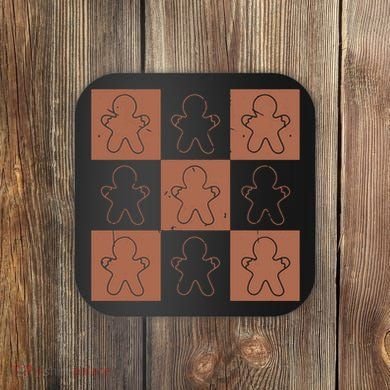 Checkered Gingerbread Man Retro Coaster
