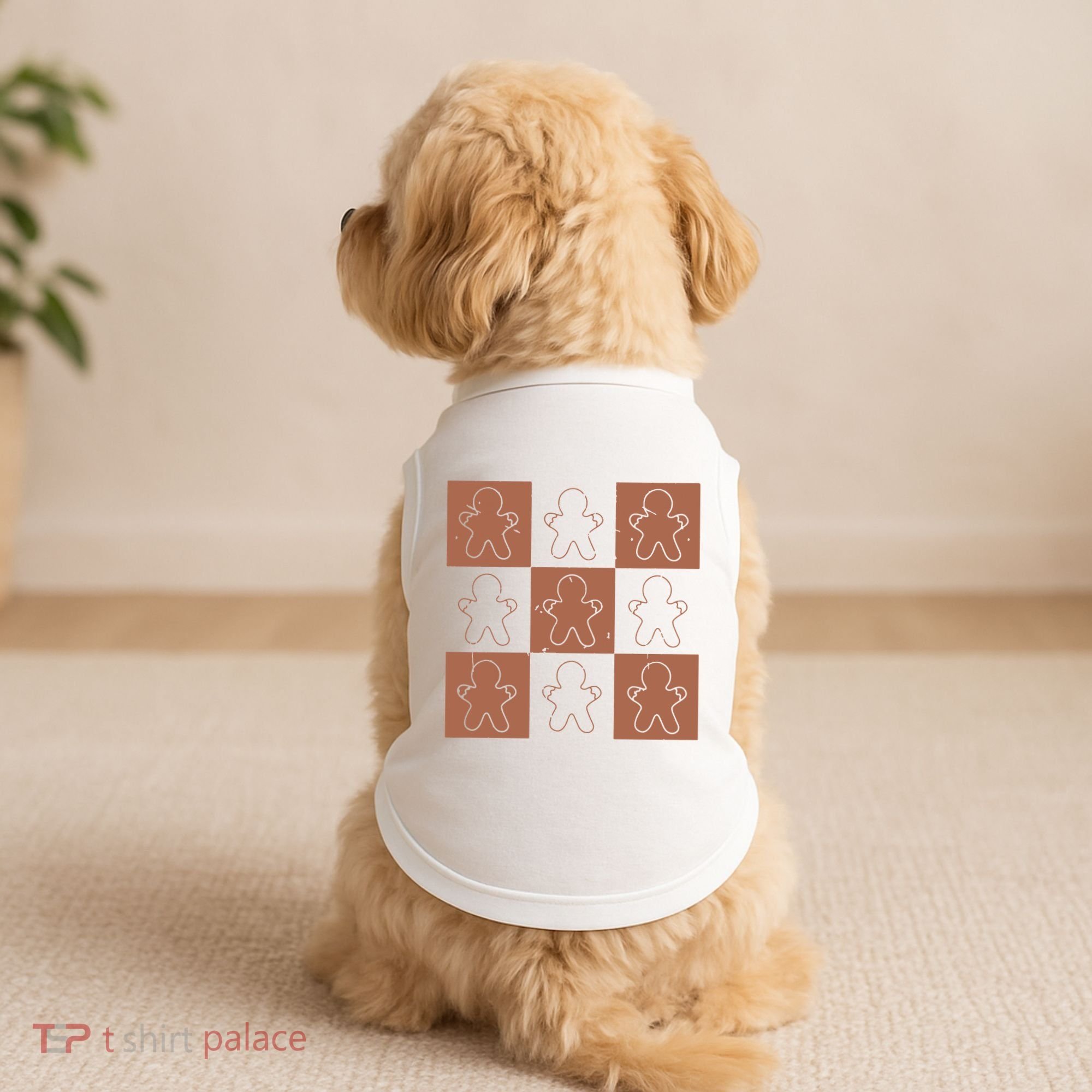 Checkered Gingerbread Man Retro Doggie Tank