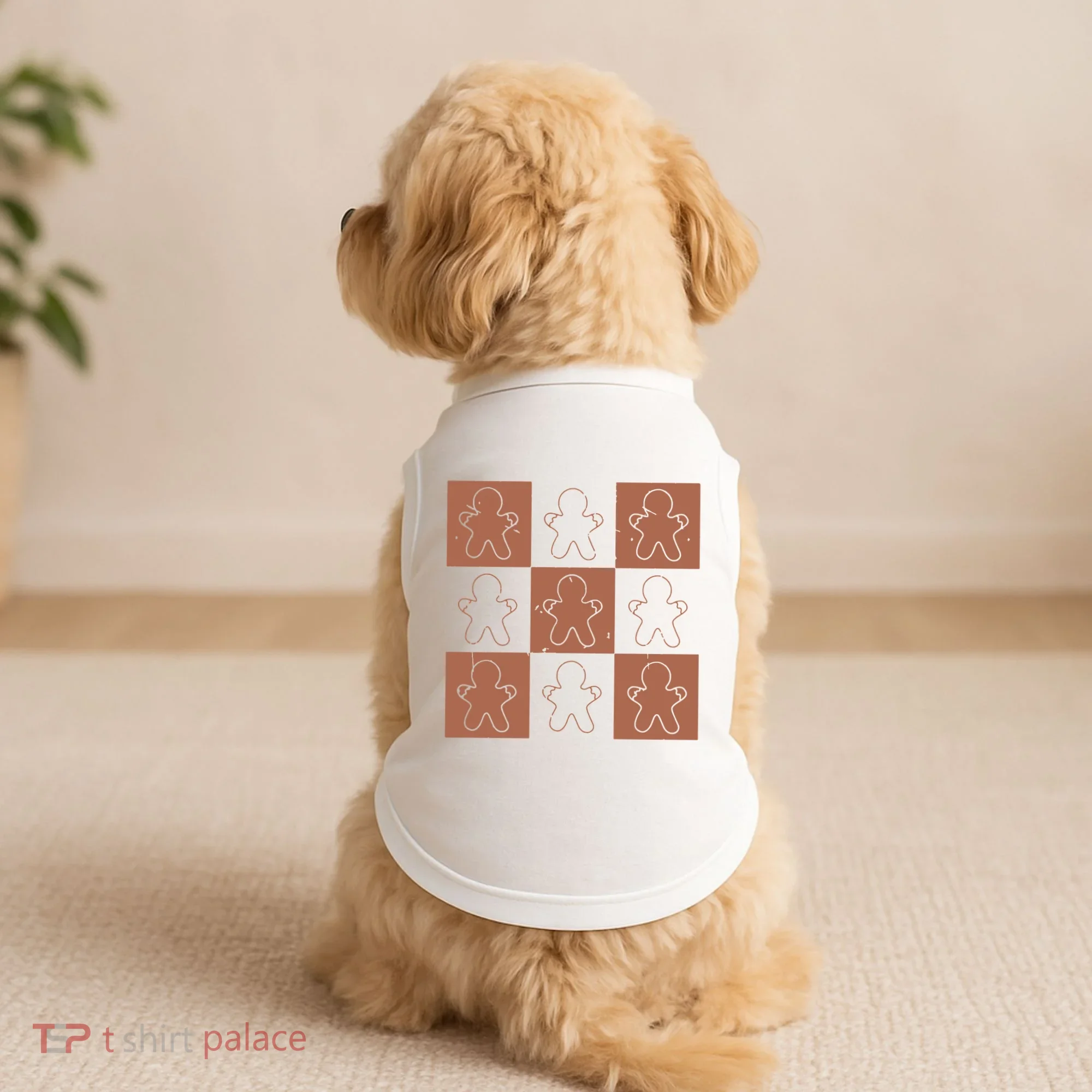 Checkered Gingerbread Man Retro Doggie Tank