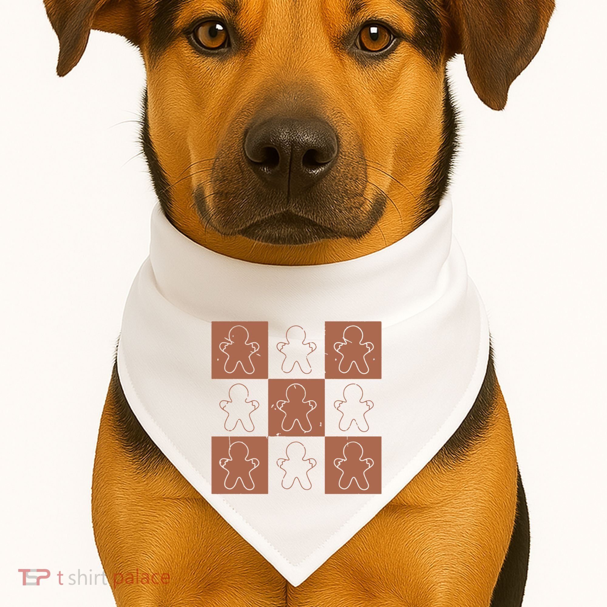 Checkered Gingerbread Man Retro USA-Made Doggie Bandana