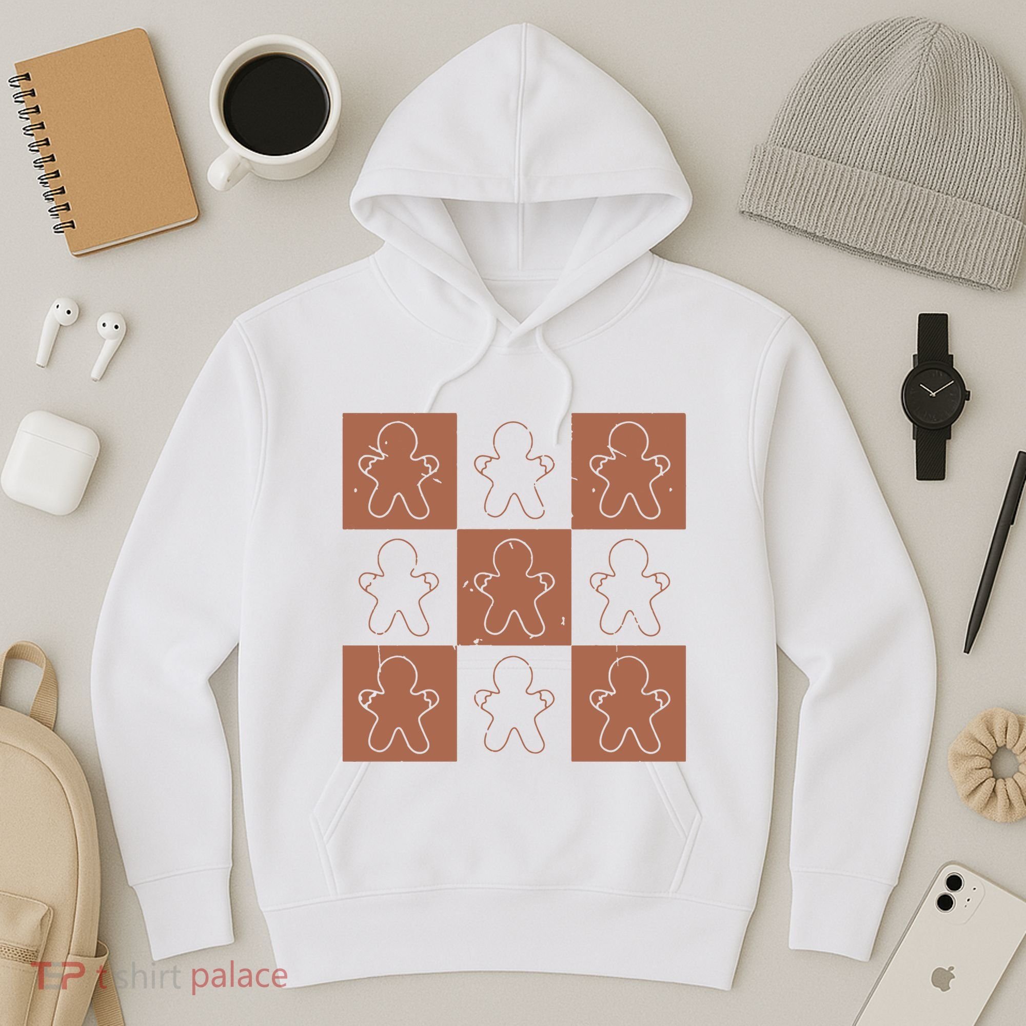 Checkered Gingerbread Man Retro Hoodie