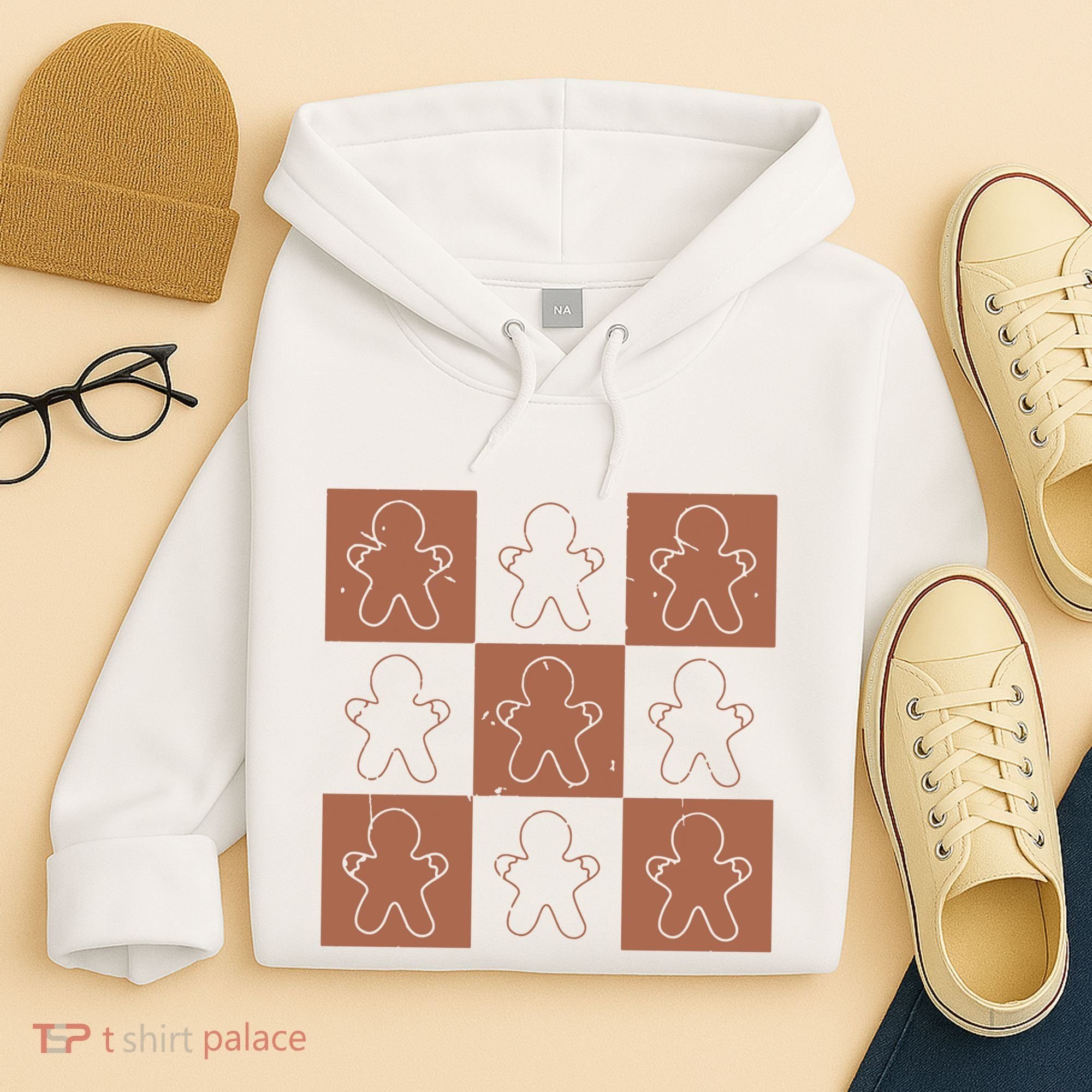Checkered Gingerbread Man Retro Hoodie
