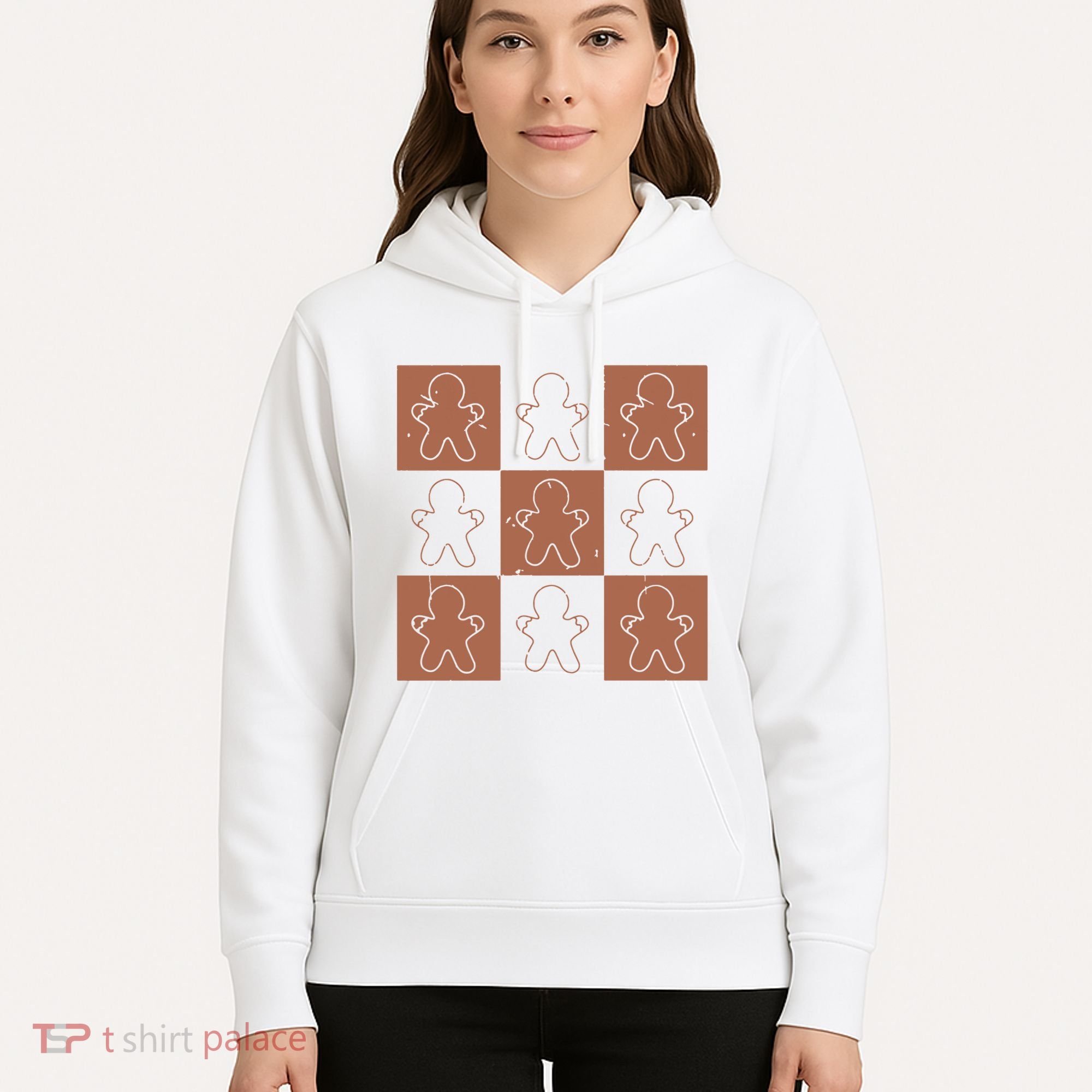 Checkered Gingerbread Man Retro Hoodie