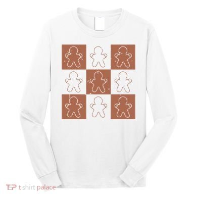 Checkered Gingerbread Man Retro Long Sleeve Shirt