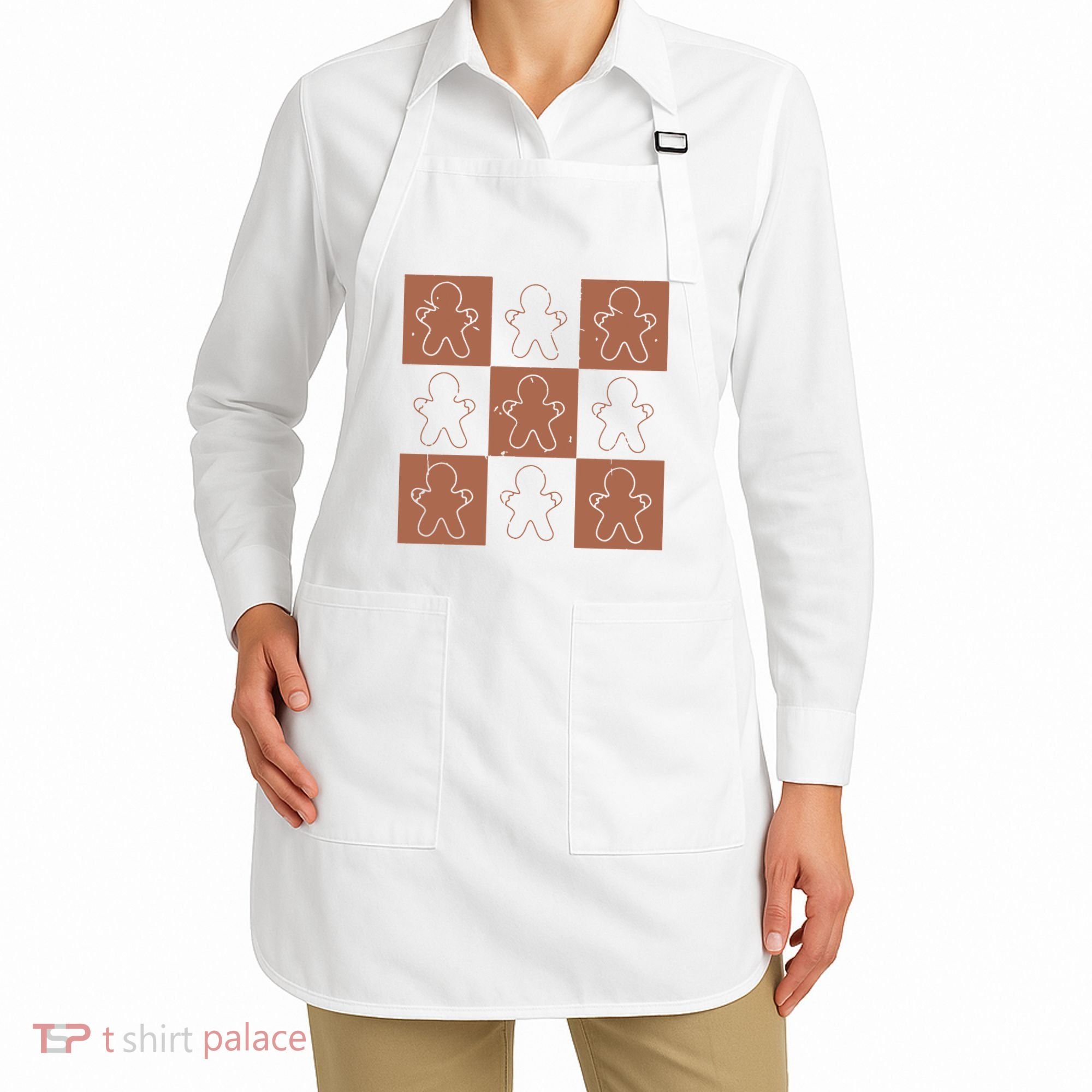 Checkered Gingerbread Man Retro Apron