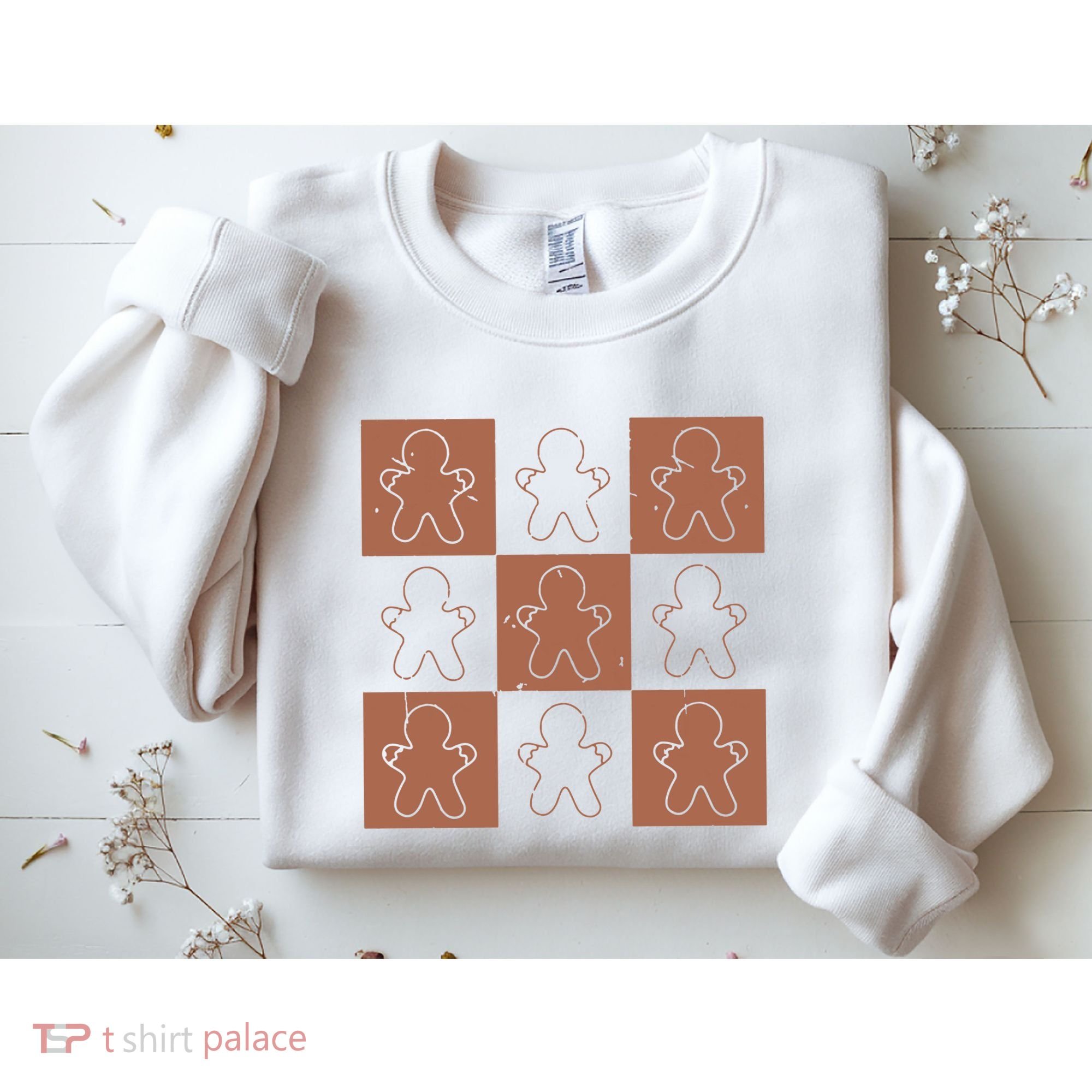 Checkered Gingerbread Man Retro Sweatshirt