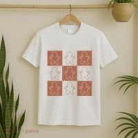 Checkered Gingerbread Man Retro T-Shirt thumb 2