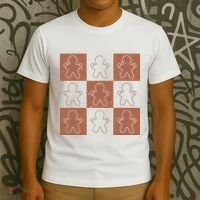 Checkered Gingerbread Man Retro T-Shirt thumb 3