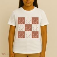 Checkered Gingerbread Man Retro T-Shirt thumb 4