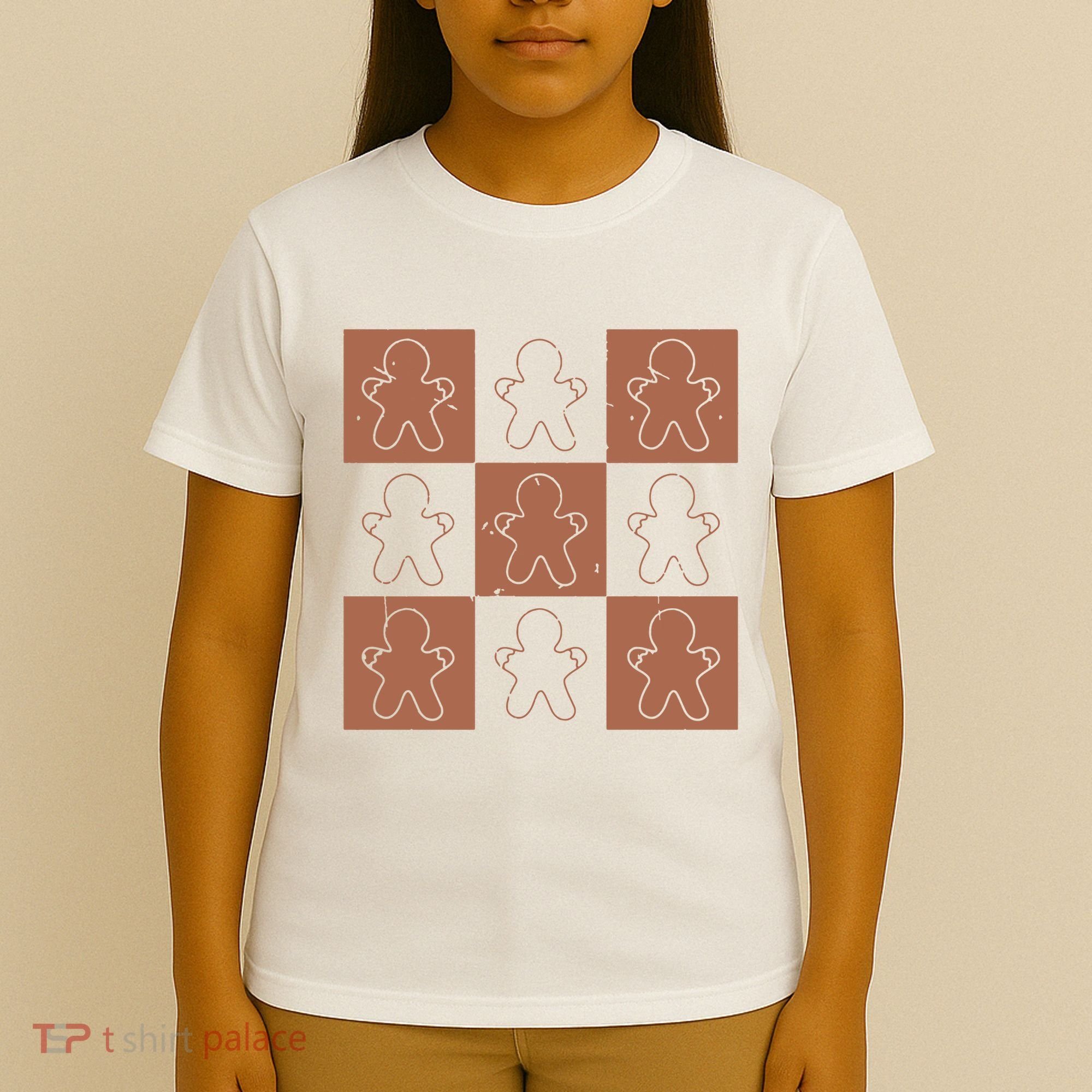 Checkered Gingerbread Man Retro T-Shirt