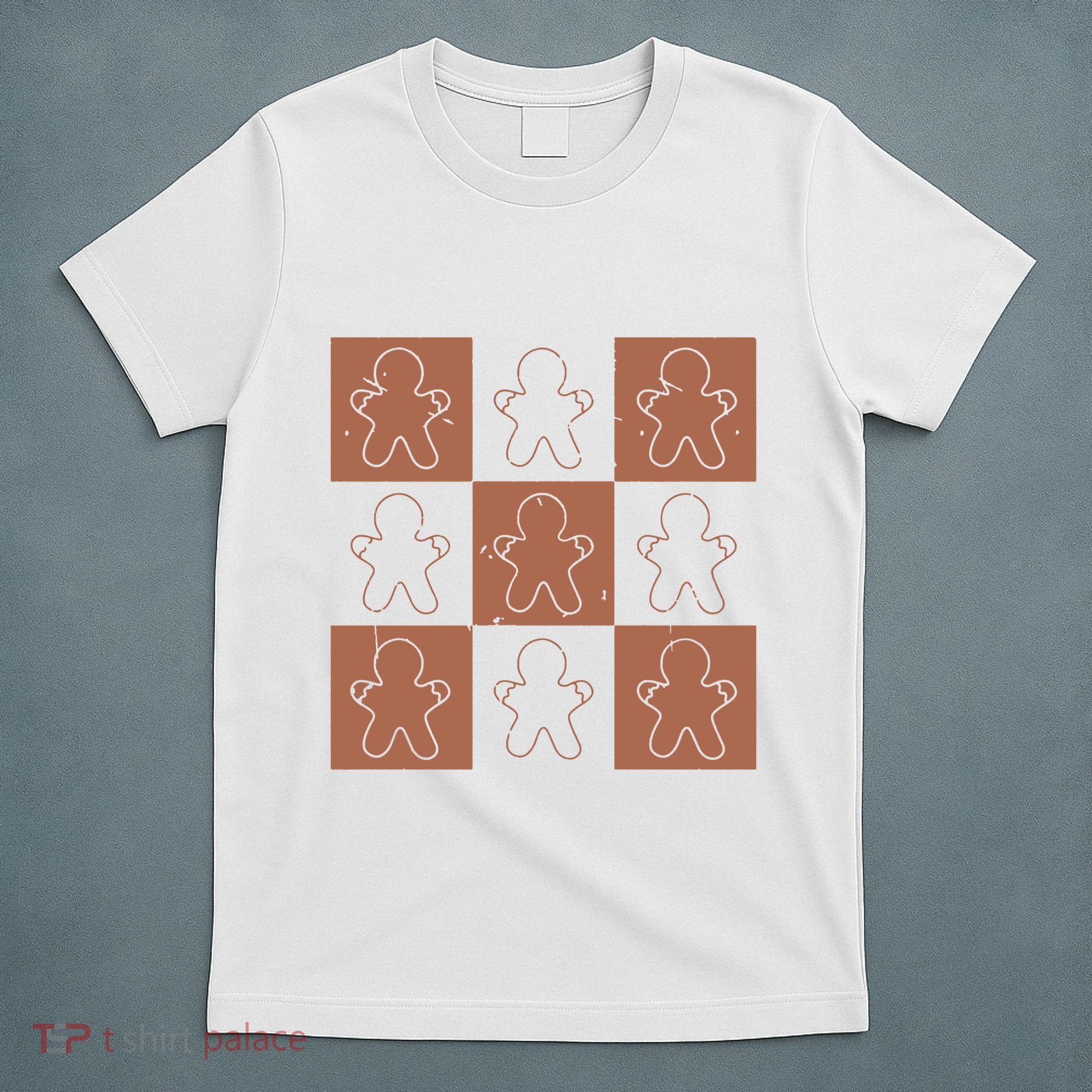 Checkered Gingerbread Man Retro T-Shirt