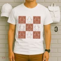 Checkered Gingerbread Man Retro T-Shirt thumb 6