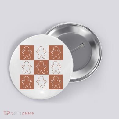 Checkered Gingerbread Man Retro Button