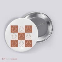 Checkered Gingerbread Man Retro Button thumb 0